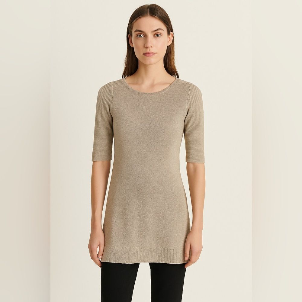 White House Black Market Back Belt Detail Tunic Side Slit Sweater XSP
